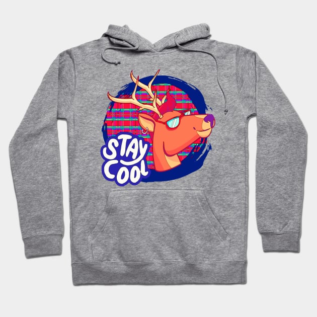 Colorful deer - blue - stripes Hoodie by O.M design